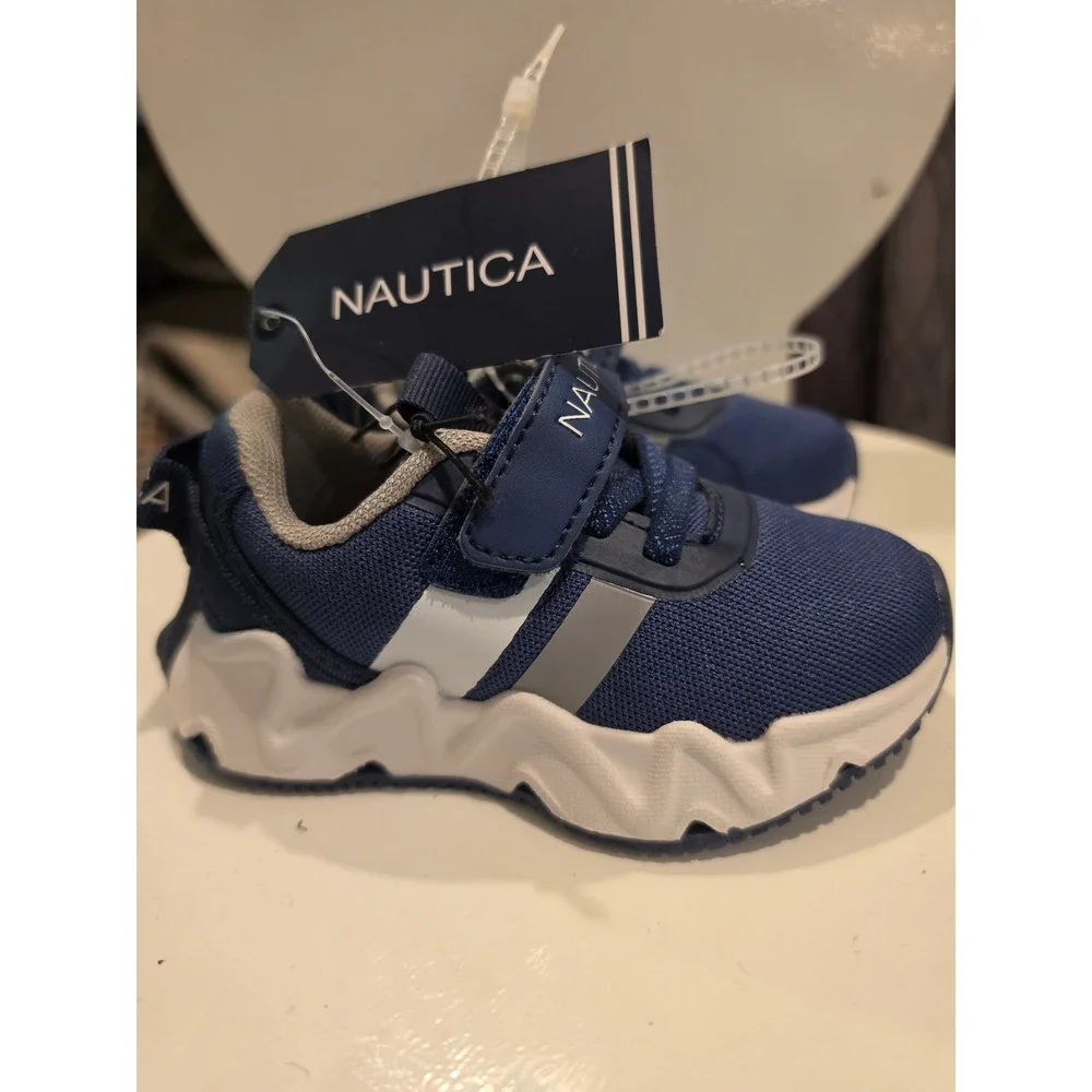 Nautica Manalapin 3T Toddler Sneakers Navy Grey Athletic Shoes KN10872T Size 5